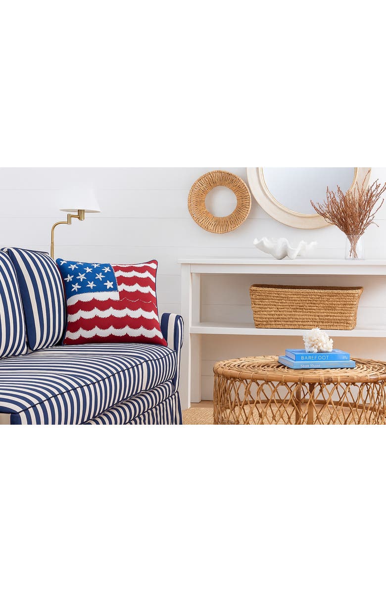 C&F Home Stars & Stripes American Flag Waves 100% Cotton Accent Throw Pillow 18" x 18, Alternate, color, Red