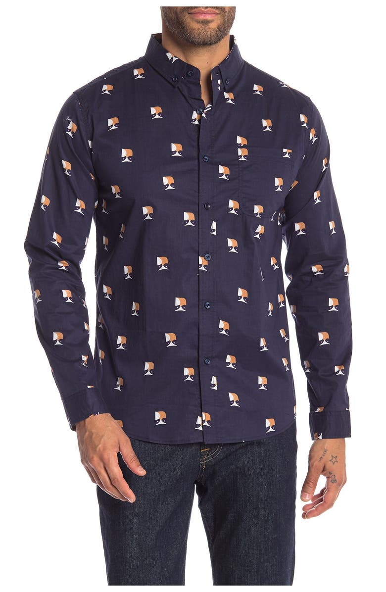 LOFT 604 Owl Print Regular Fit Shirt, Main, color, 