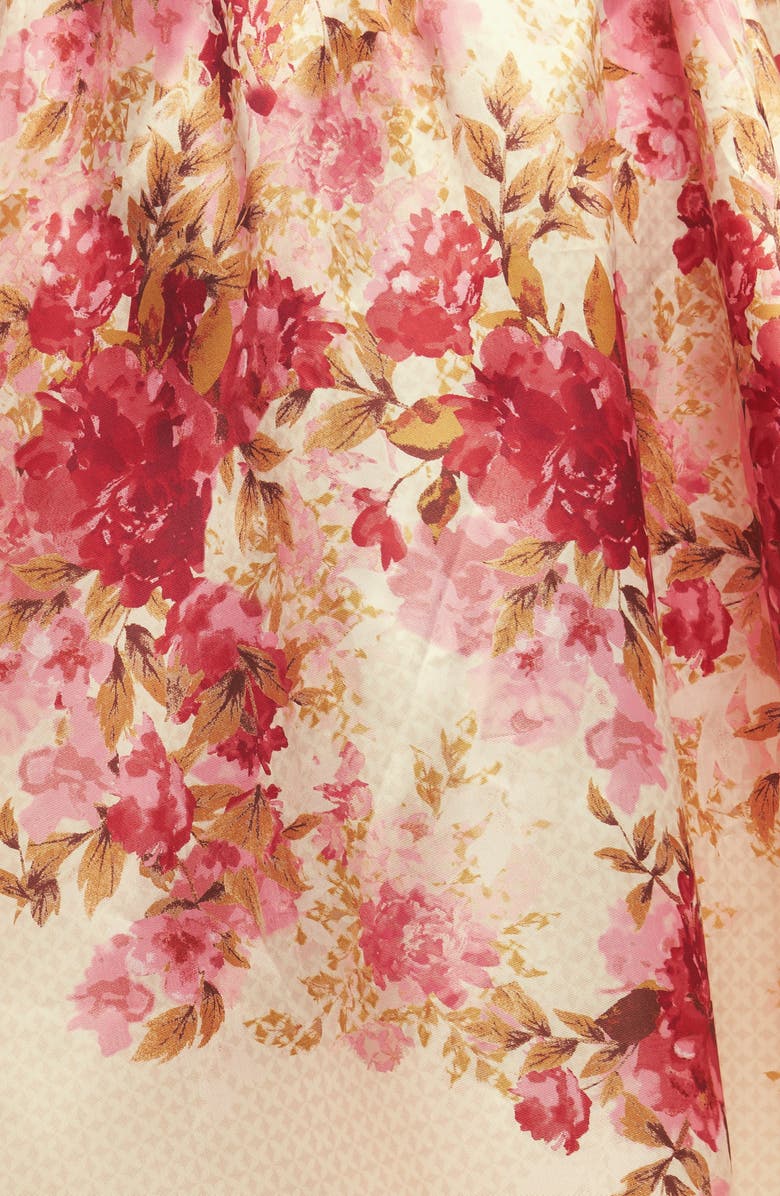 FLYING TOMATO Floral Full Midi Skirt, Alternate, color, Ivory/ Pink