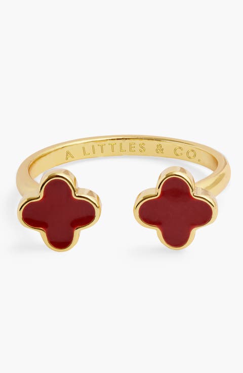 Signature Clover Collection Red Clover Ring In Gold-Tone Plating