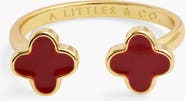 A Littles & Co Signature Clover Collection Red Clover Ring In Gold-Tone Plating