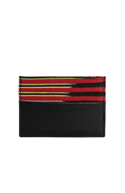 Kai & Vrosi K'ai & Vrosi Leather Canvas Cardholder In Black
