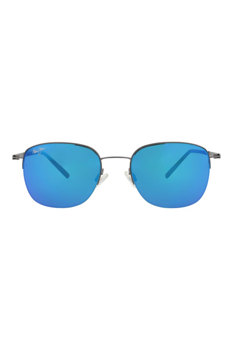 52mm Polarized Square Sunglasses, Main, color, GUNMETAL GUNMETAL BLUE
