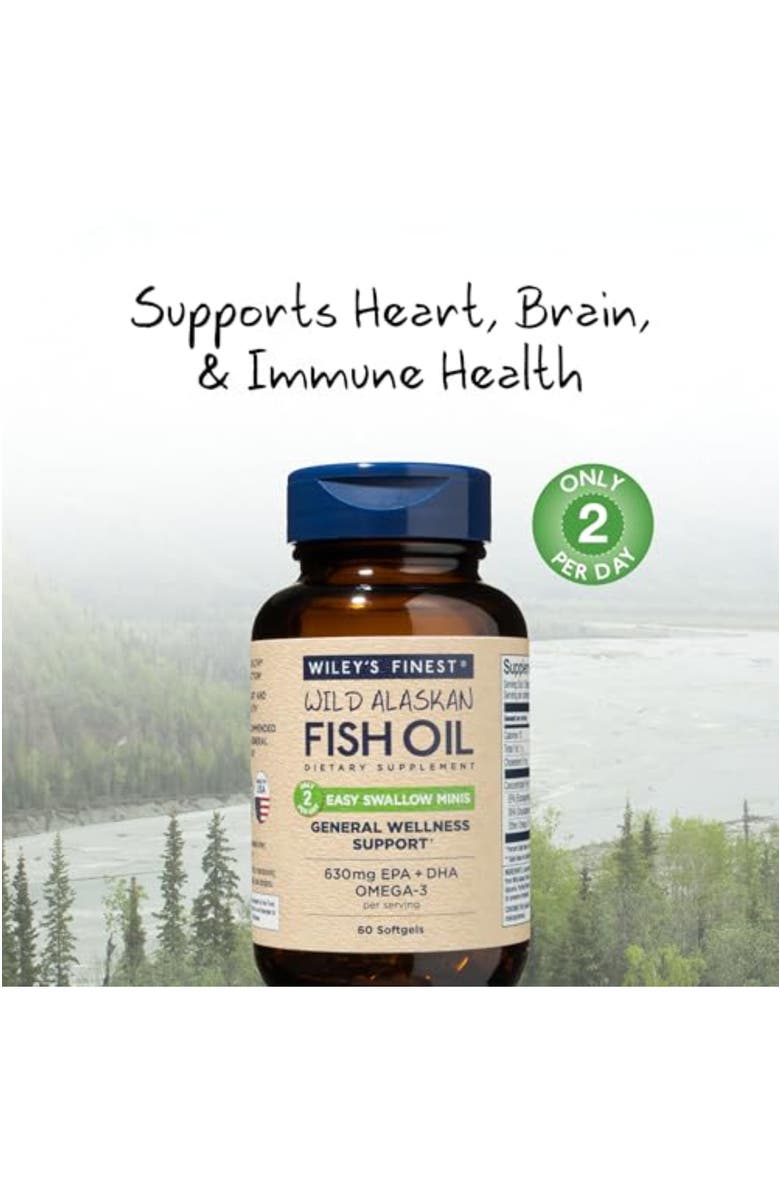 Wiley's Finest Easy Swallow Omega-3 Fish Oil 60 Mini Softgels, Alternate, color, NO COLOR