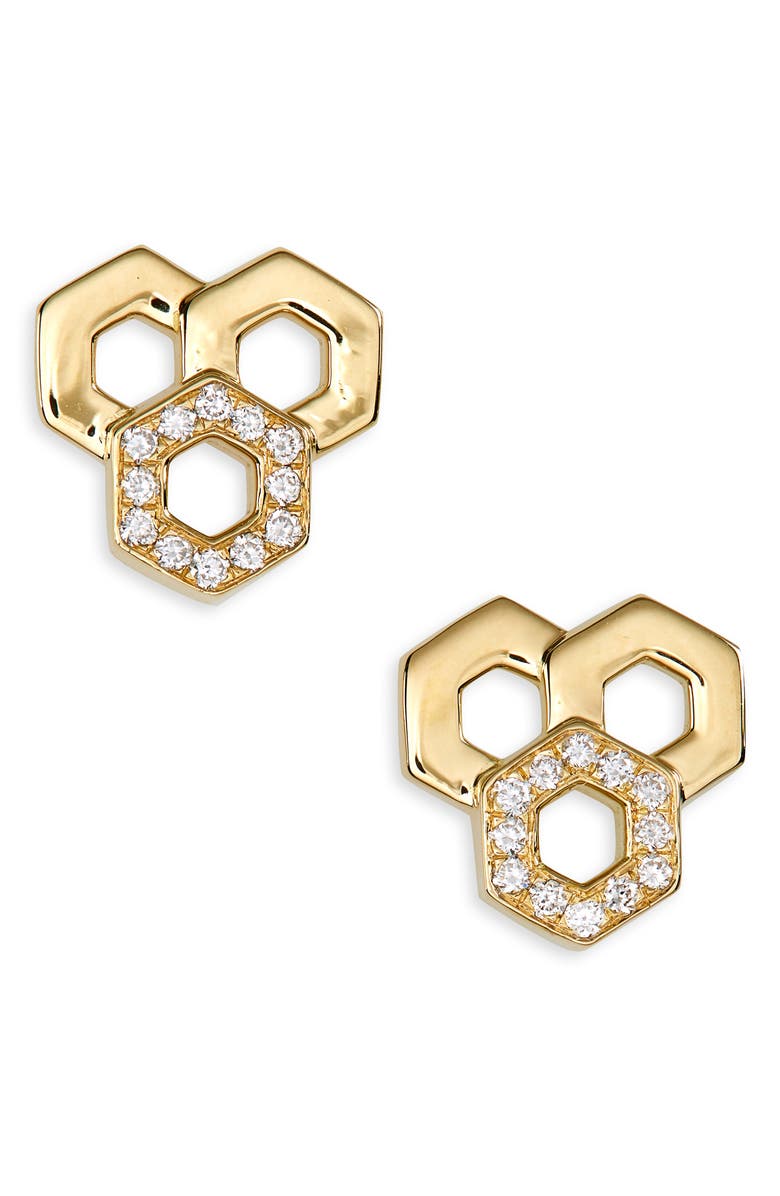 Temple St. Clair Tree of Life Diamond Bee Stud Earrings, Main, color, 