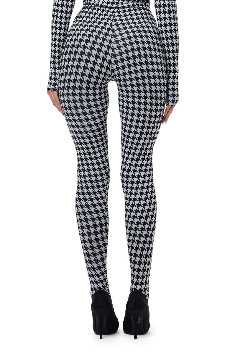 Naked Wardrobe Print Toe Leggings, Alternate, color, Houndstooth Black/ White