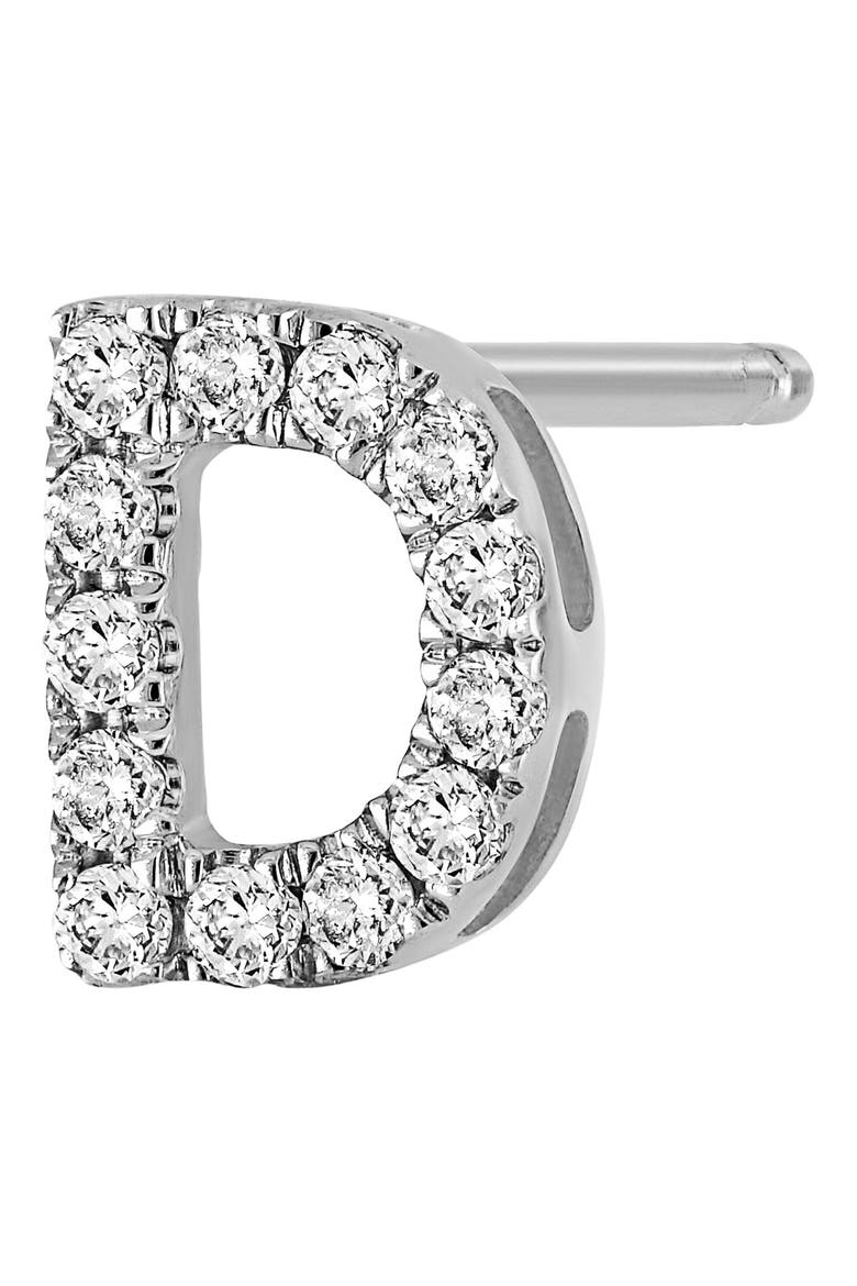 Single Initial Earring   (Nordstrom Exclusive), Main, color, 18K WHITE GOLD