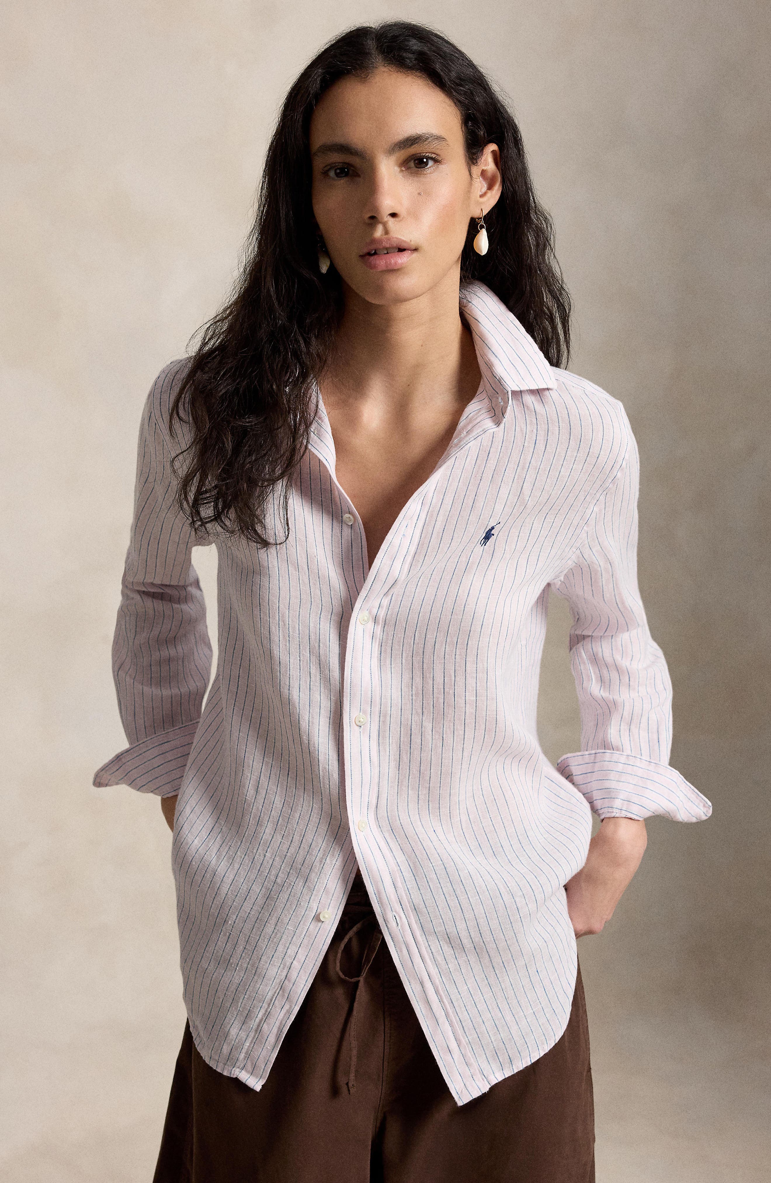 Stripe Linen Button-Up Shirt - image 2
