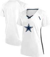 FANATICS Women's Fanatics  White Dallas Cowboys Plus Size Glitter Lace-Up V- Neck T-Shirt