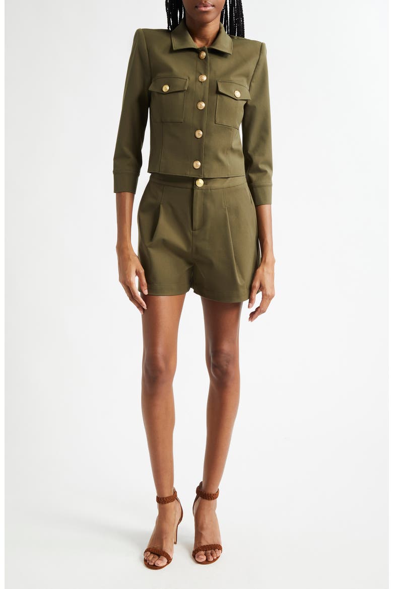 Kumi Fitted Crop Jacket, Alternate, color, IVY GREEN