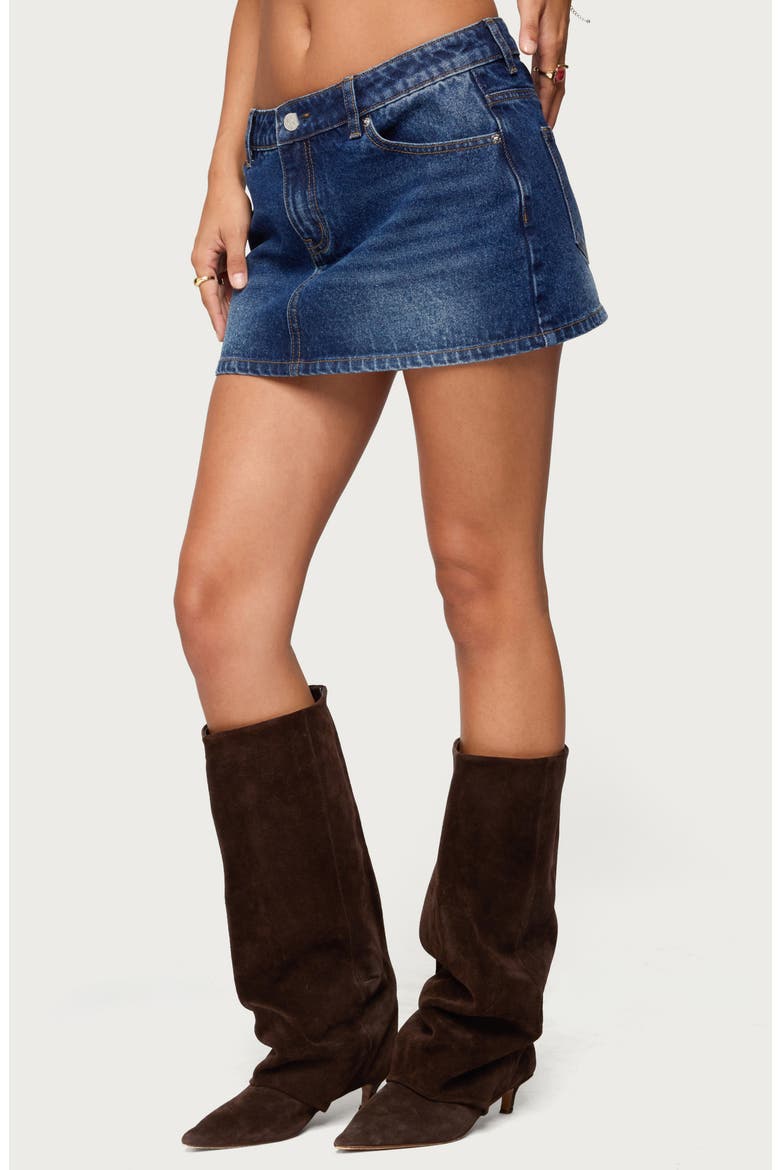 Chiara Denim Miniskirt, Alternate, color, DARK-BLUE