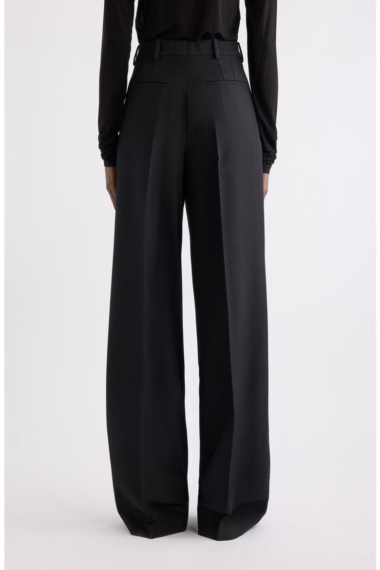 Pleated Wide Leg Wool Trousers, Alternate, color, NOIR