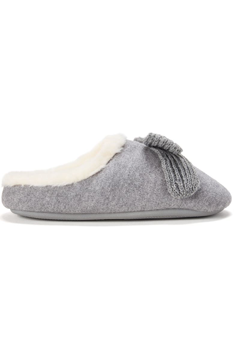DEARFOAMS Josie Knit Clog Slipper with Bow, Alternate, color, Light Heather Grey