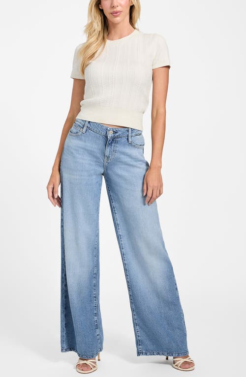 Guess Marcie Short Sleeve Chenille Sweater In White
