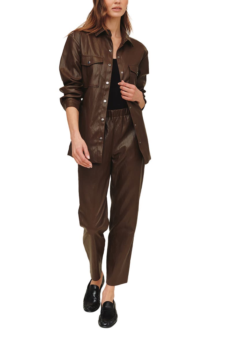 Faux Leather Belted Utility Jacket, Alternate, color, CAPPUCCINO