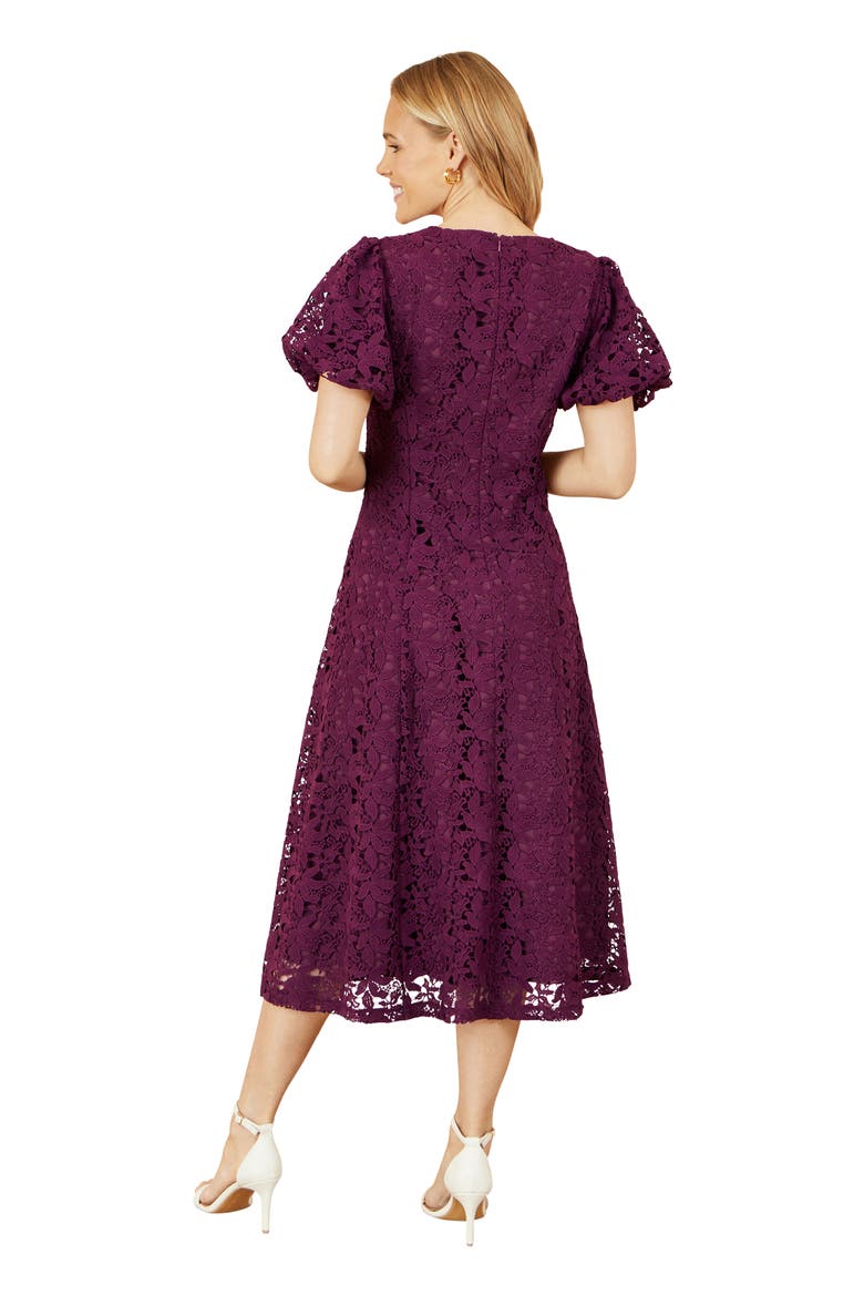 Stretch Lace Midi Dress, Alternate, color, Burgundy