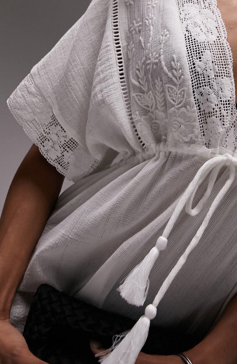 Topshop Lace Trim Beach Cover-Up, Alternate, color,