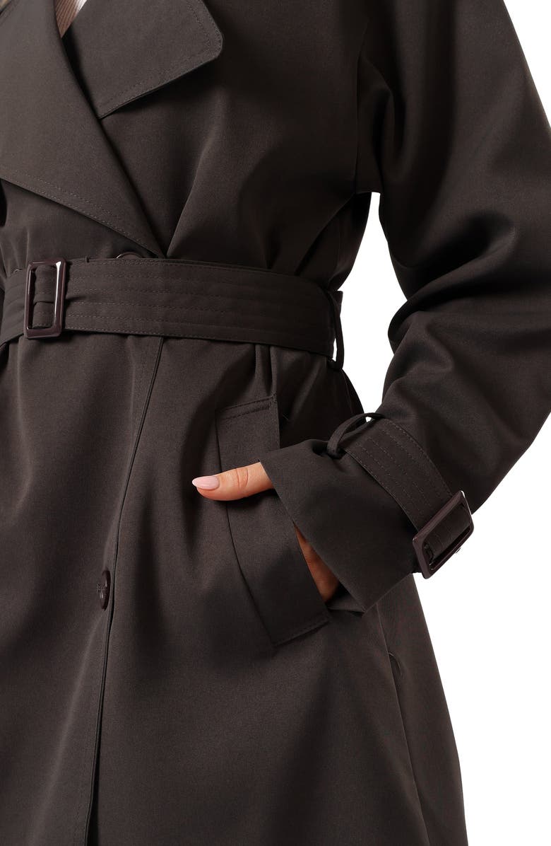 Petal & Pup Billy Tie Waist Double Breasted Trench Coat, Alternate, color, Charcoal