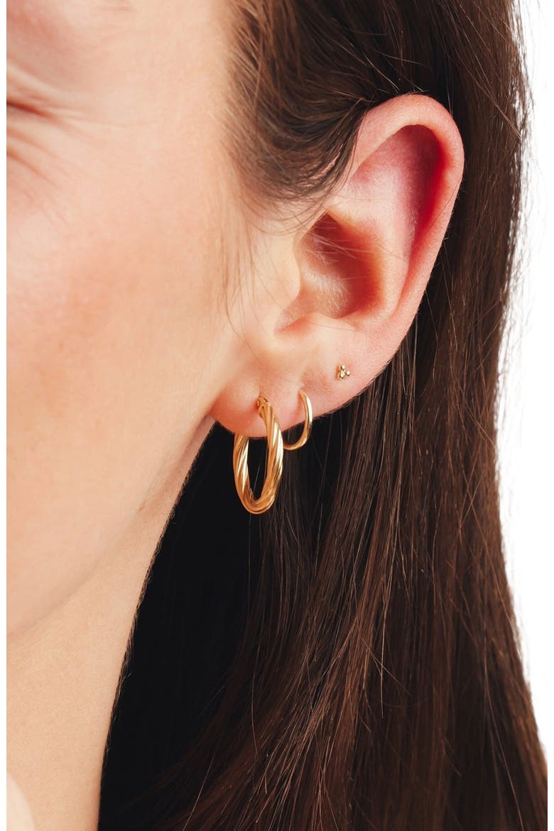 14k Trinity Stud Earring, Alternate, color, 14k Solid Gold - Single