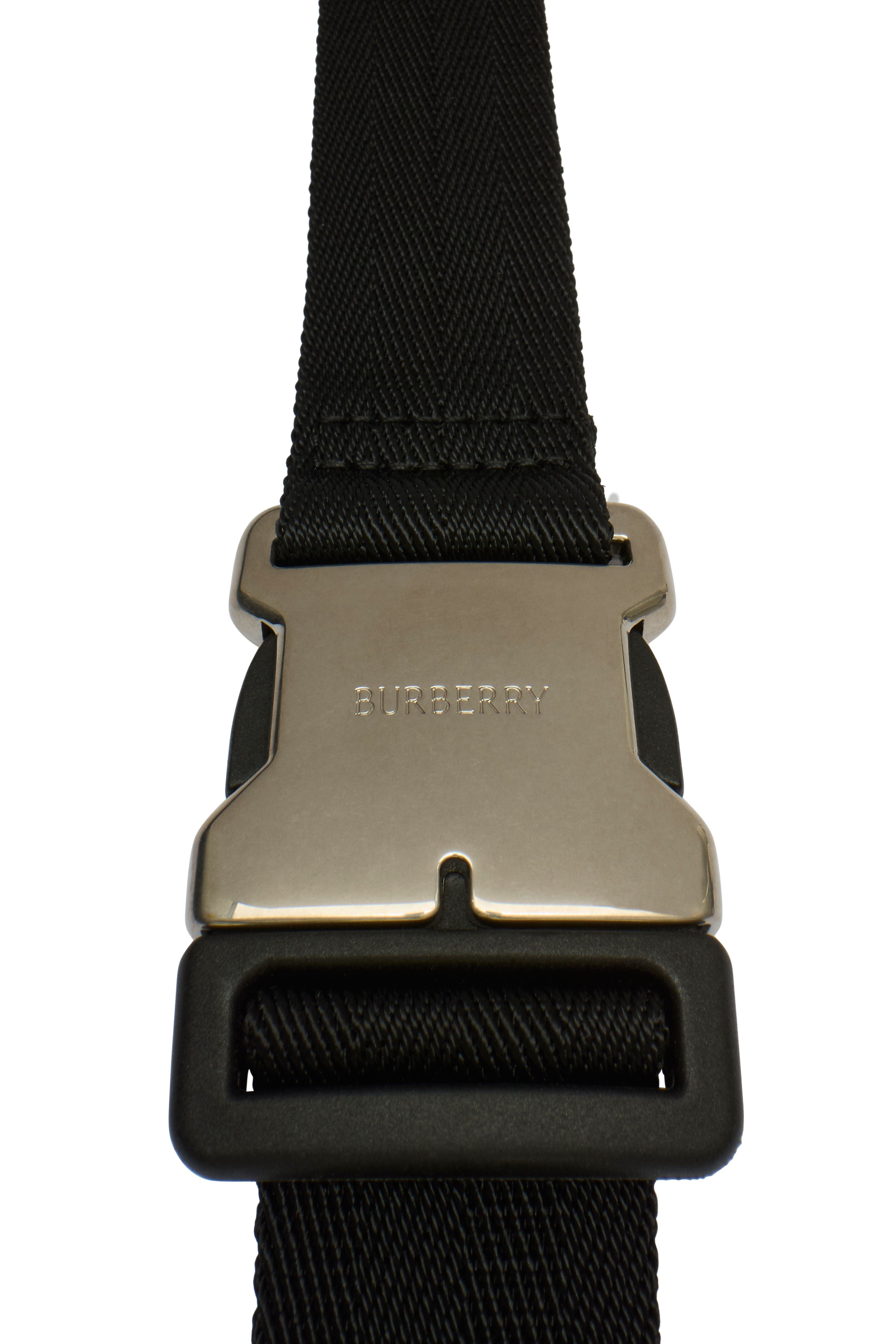 Burberry Check Trim Belt Bag, Alternate, color, Black