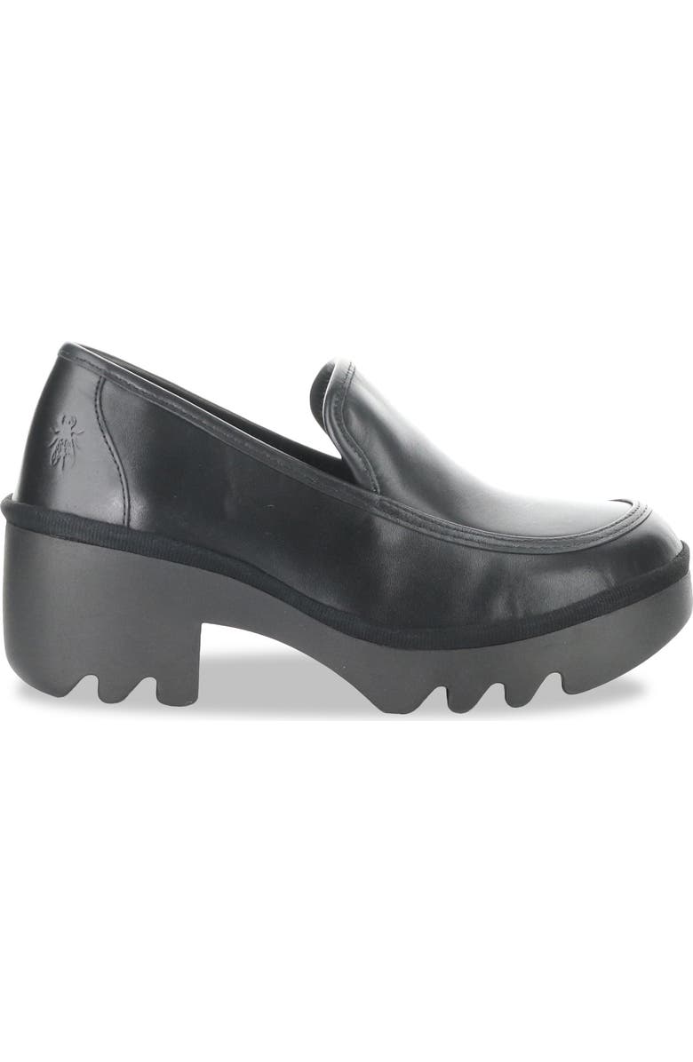 Fly London Block Heel Lug Loafer, Alternate, color, Black Burn