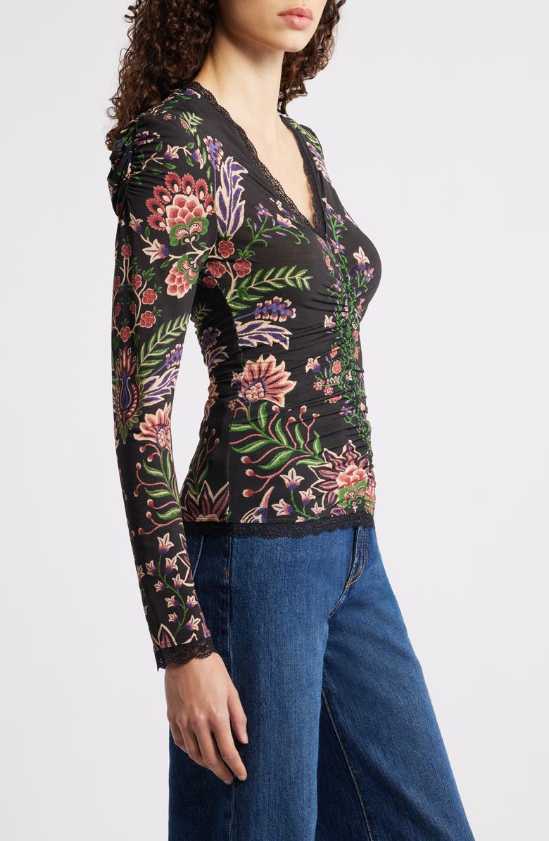 FARM Rio Marvelous Garden Knit Top, Alternate, color, Black