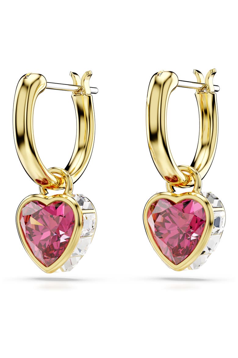 Chroma Heart Drop Hoop Earrings, Alternate, color, RED