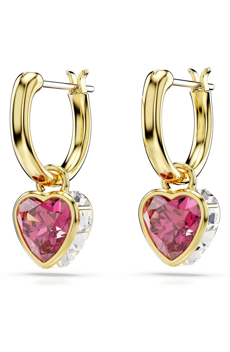 Swarovski Chroma Heart Drop Hoop Earrings, Alternate, color, Red