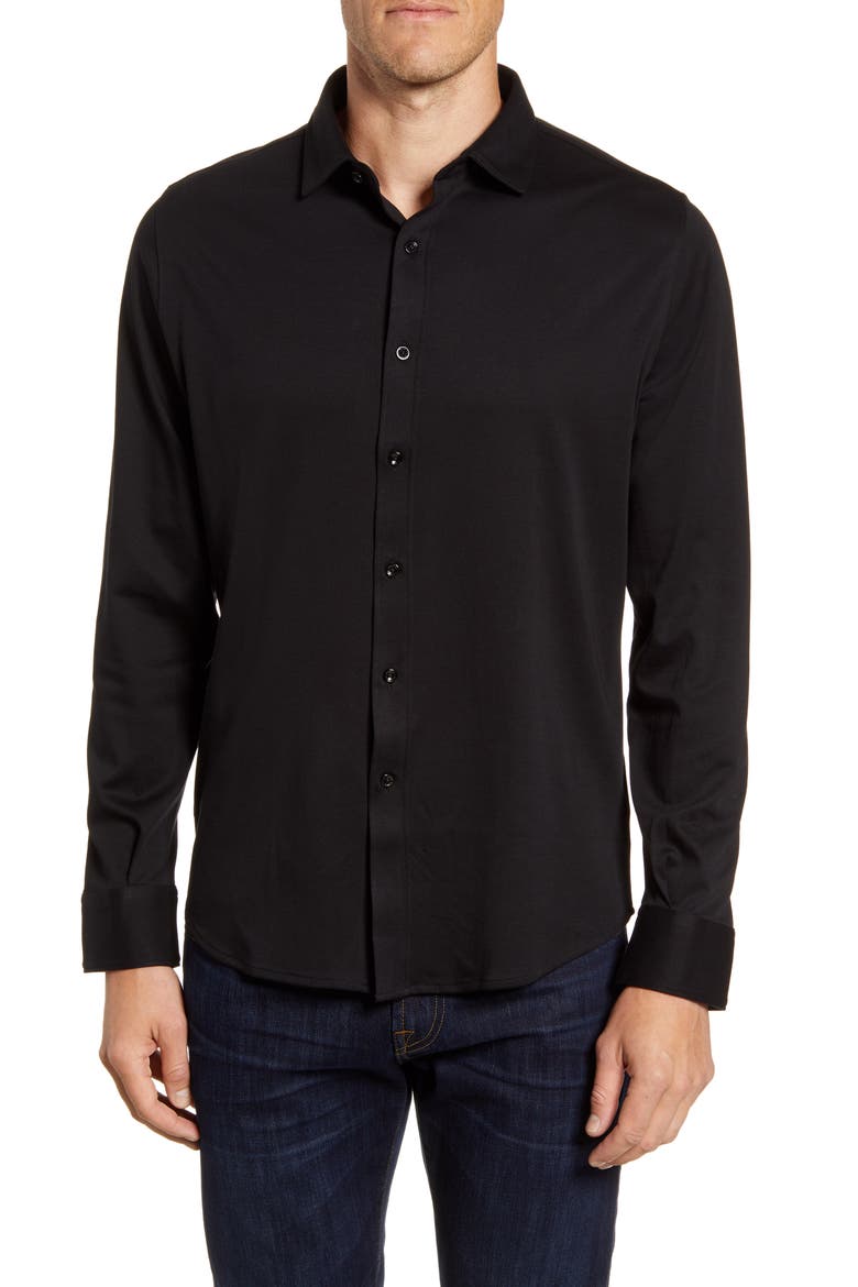 Regular Fit Button-Up Shirt, Main, color, BLACK