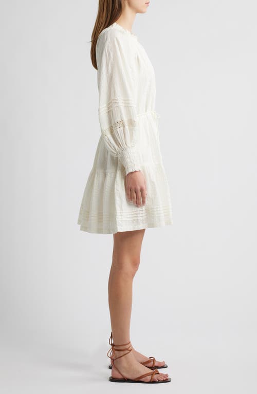 Cleobella Meadow Long Sleeve Cotton Seersucker Minidress In Ivory