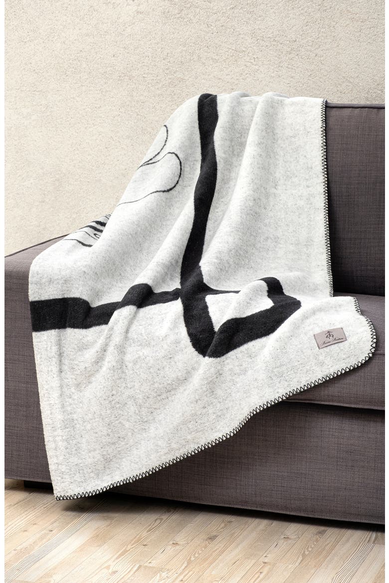 BB Monogram Throw Blanket, Alternate, color, BLACK