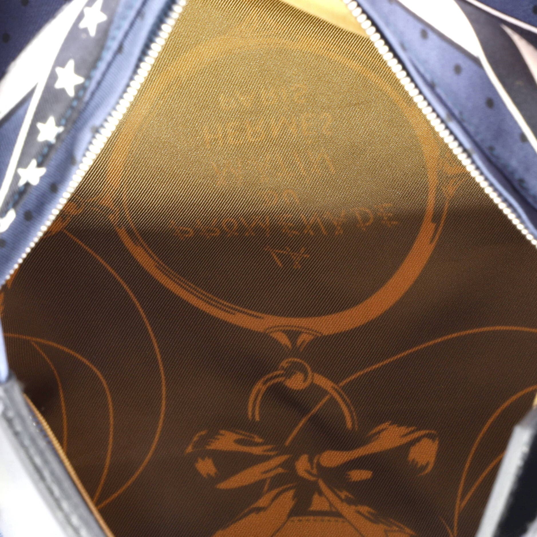 Pre-Owned Hermes Balusoie Bag Printed Silk and Leather, Alternate, color, Blue