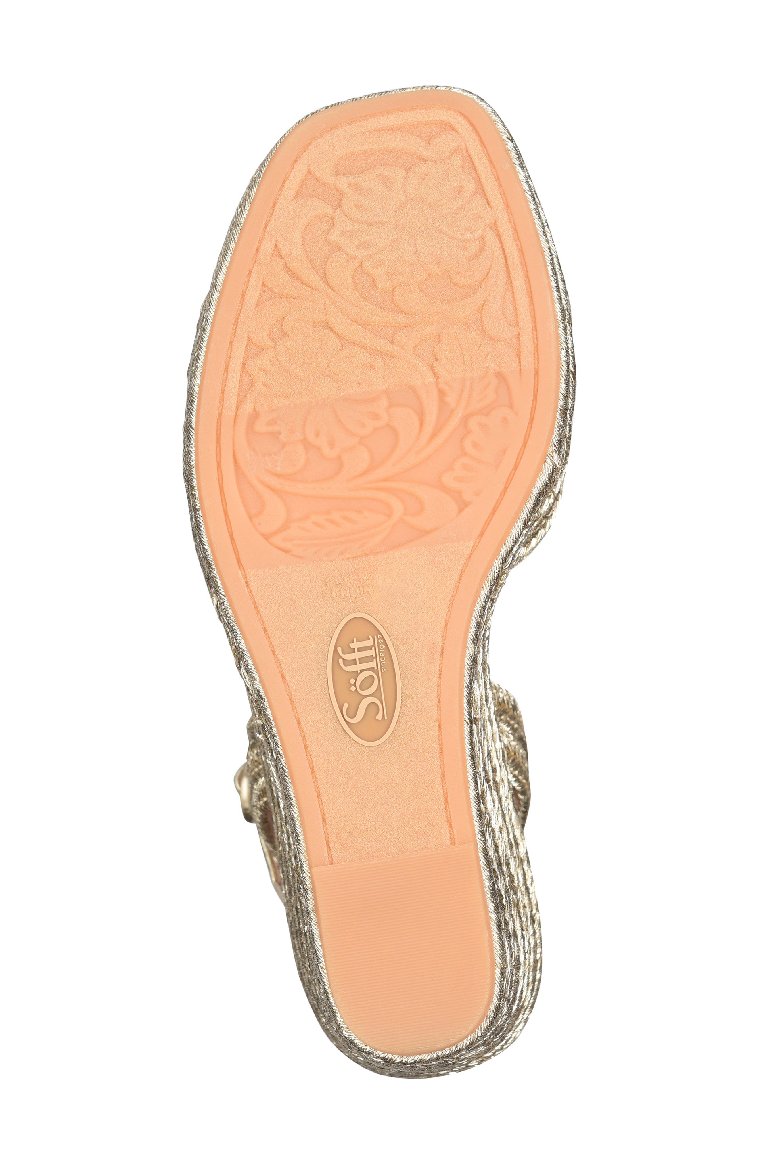 Söfft Newbury Espadrille Ankle Strap Platform Wedge Sandal, Alternate, color, Platino