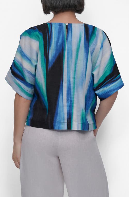 Dkny Abstract Print Linen Top In Caribbean