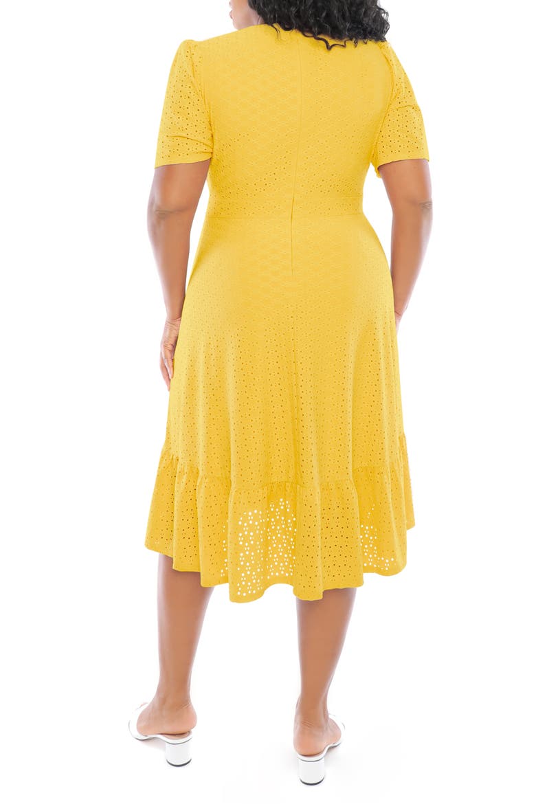 Embroidered Ruffle Wrap Dress, Alternate, color, YELLOW