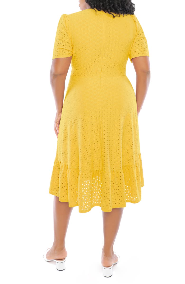 London Times Embroidered Ruffle Wrap Dress, Alternate, color, Yellow
