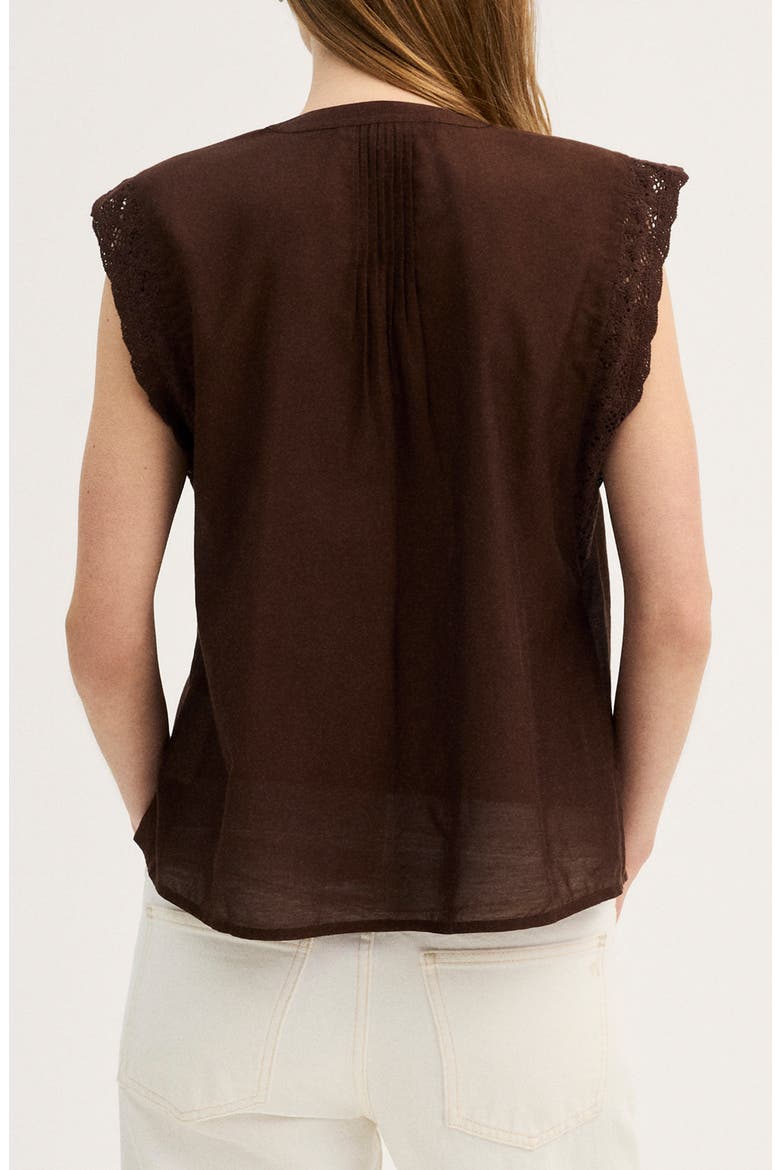 Lace Trim Sleeveless Top, Alternate, color, DARK CHICORY