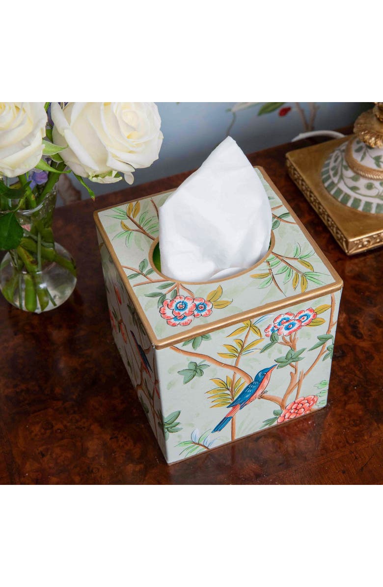 Mrs. Alice Chinoiserie Tole Tissue Box, Alternate, color, Green