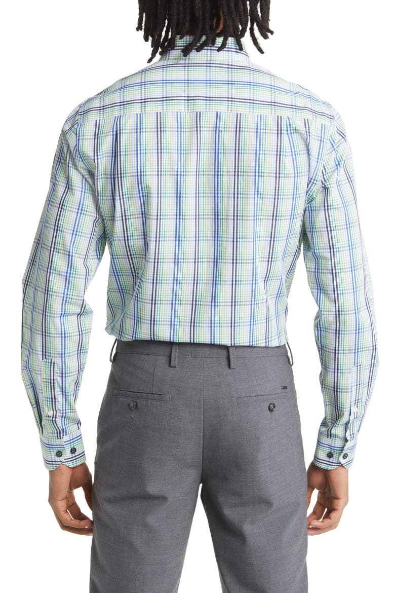 Tailored Fit Plaid Dress Shirt, Alternate, color, GREEN
