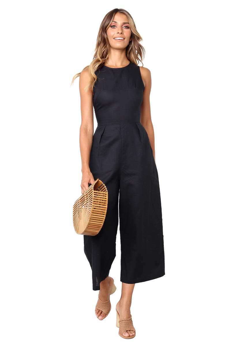 Petal & Pup Ester Sleeveless Crop Wide Leg Jumpsuit, Alternate, color, Black