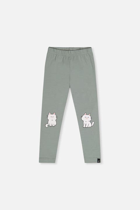 Organic Cotton Cat Knee Elastic Waist Leggings