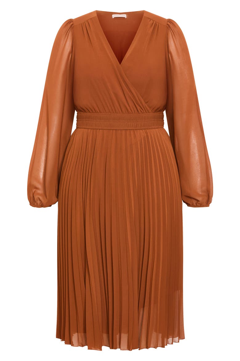 Sheer Finley Long Sleeve Chiffon Dress, Alternate, color, GINGER