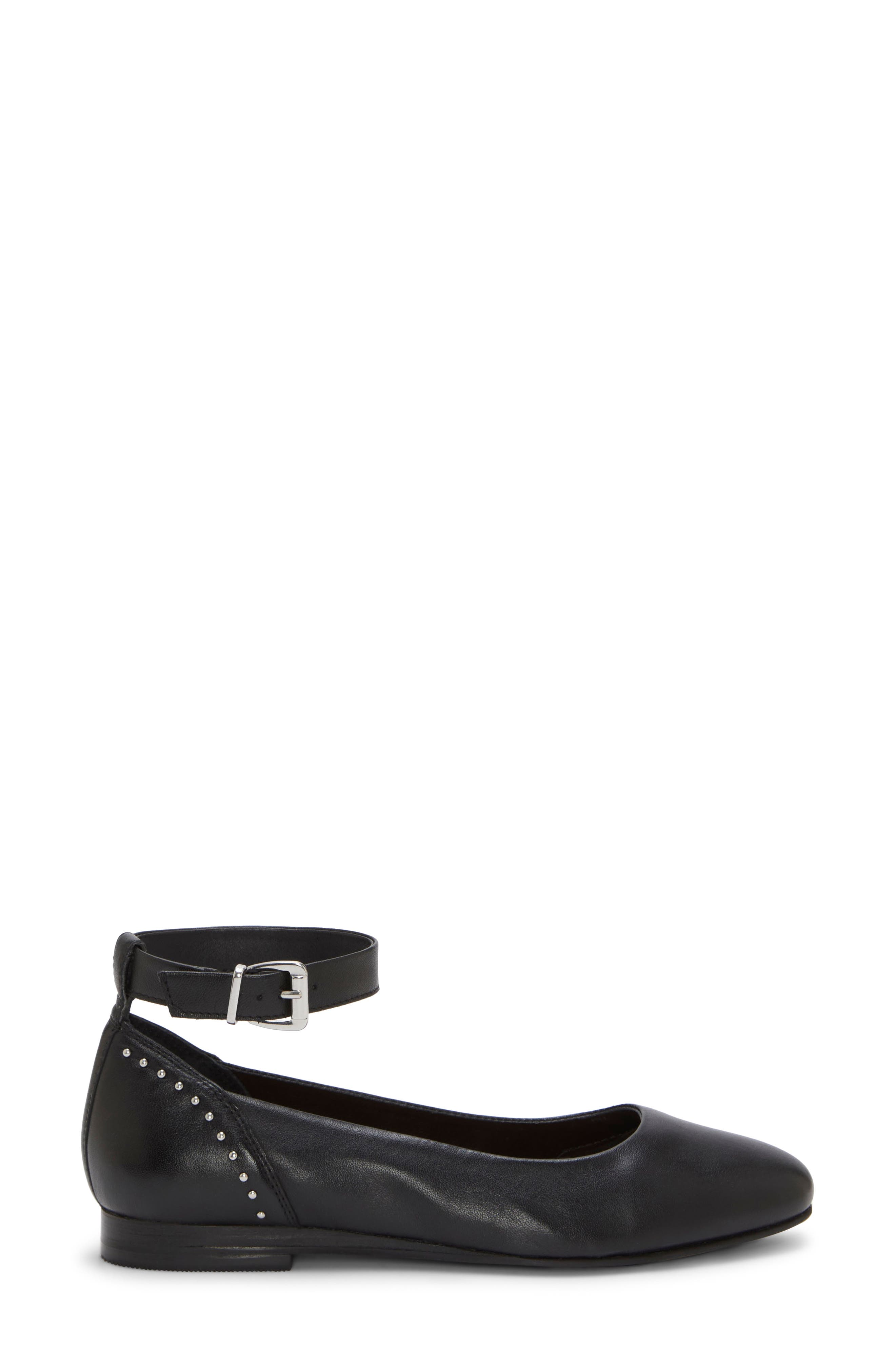 Lucky Brand Melsin Ankle Strap Flat, Alternate, color, Black Leather