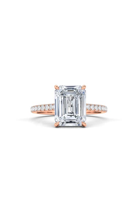 Emerald Cut Pavé Lab Grown Diamond Ring