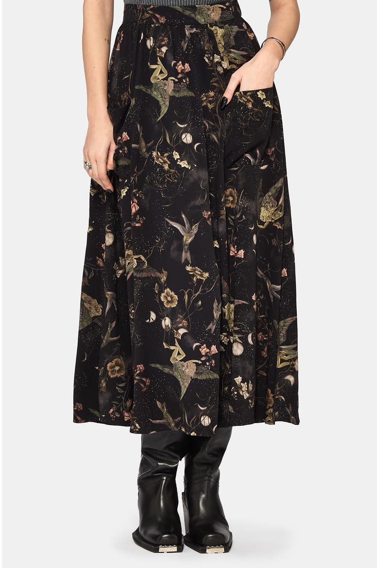 Harpyiai Print Midaxi Skirt, Main, color, Black