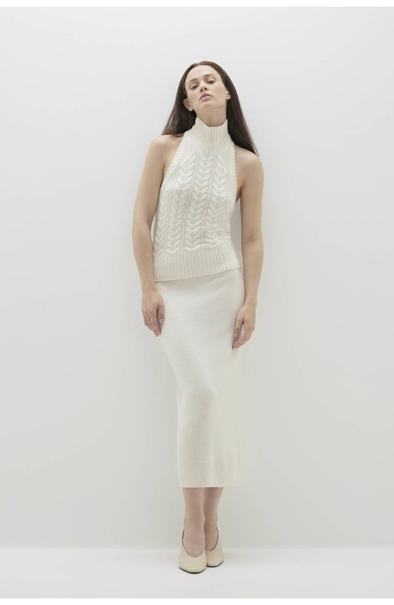 NAKED CASHMERE Runa Cableknit Cashmere Halter, Main, color, Ecru