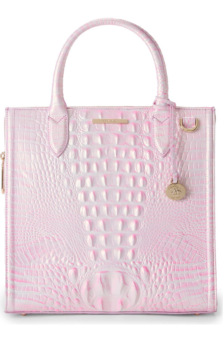 Brahmin Caroline Croc Embossed Leather Satchel, Main, color,