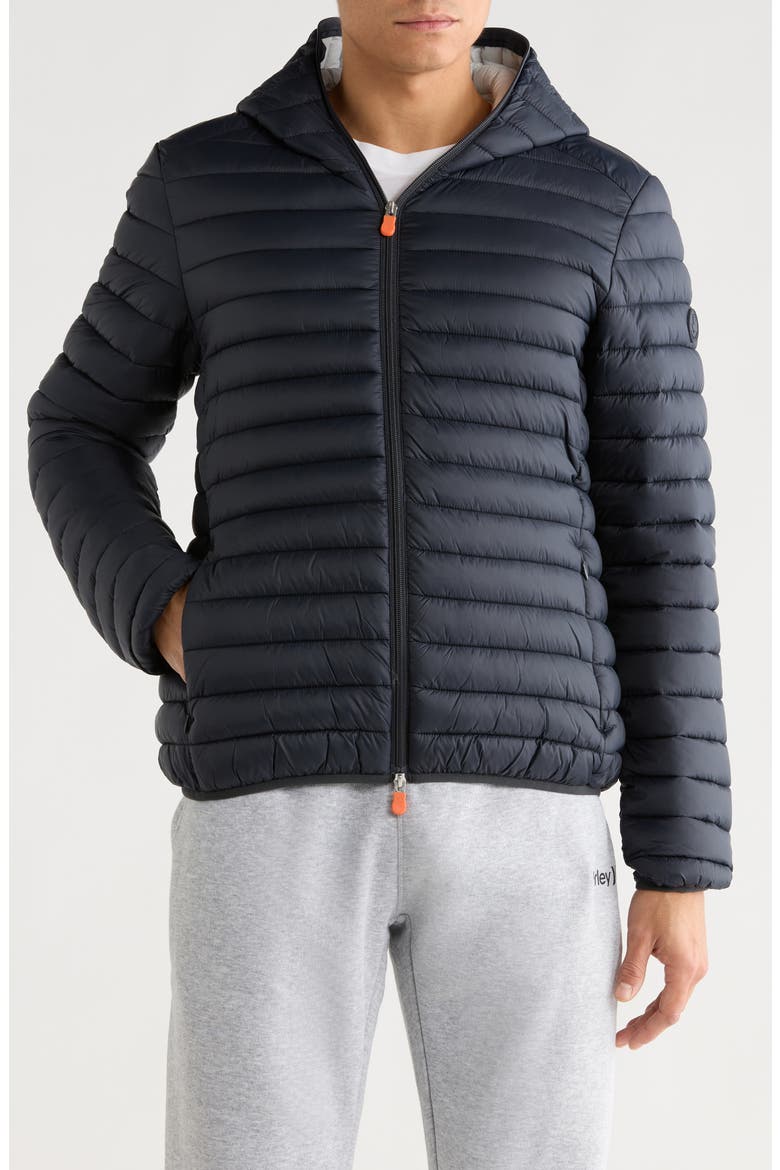 Luca Water Resistant Hooded Packable Puffer Jacket, Main, color, GREY BLACK
