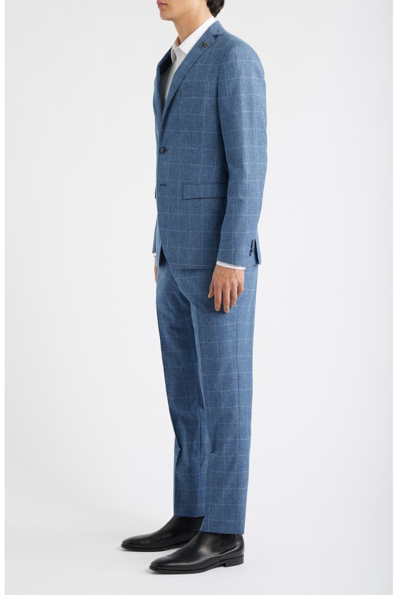 Varick Slim Fit Blue Glen Check Wool & Cotton Blend Suit, Alternate, color, LIGHT BLUE