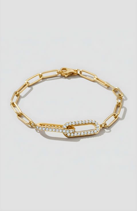 Pave Paperclip Chain Bracelet